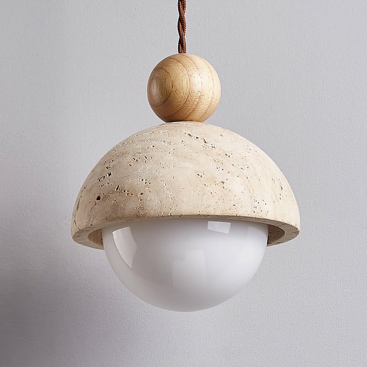 Design Hanglamp van Travertin en Glas - Moderne Verlichting met Warm Licht