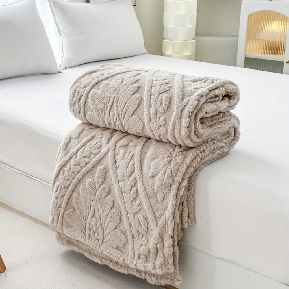 Geweven Jacquard Fleece Plaid - Zachte Warme Deken met Geometrisch Patroon - Decoratieve Microfiber Deken voor Bank en Bed