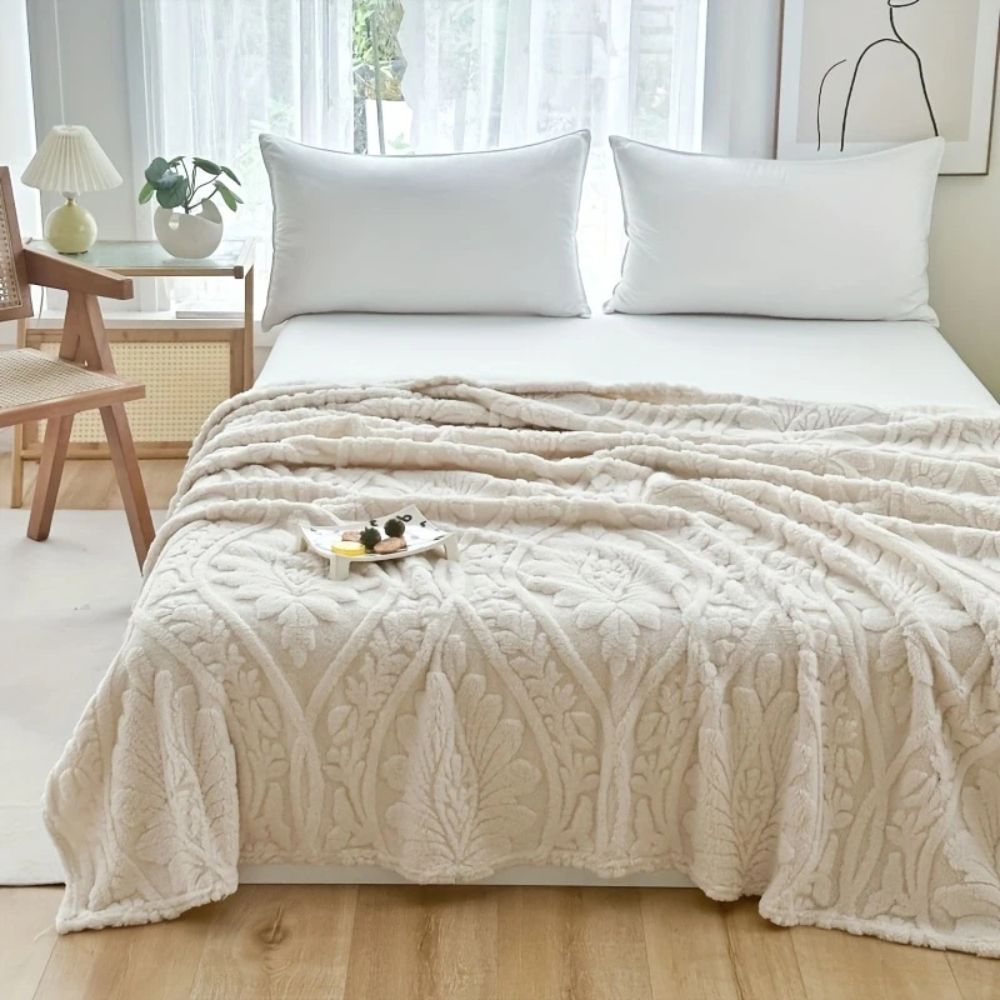 Geweven Jacquard Fleece Plaid - Zachte Warme Deken met Geometrisch Patroon - Decoratieve Microfiber Deken voor Bank en Bed