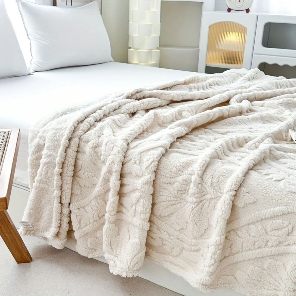 Geweven Jacquard Fleece Plaid - Zachte Warme Deken met Geometrisch Patroon - Decoratieve Microfiber Deken voor Bank en Bed