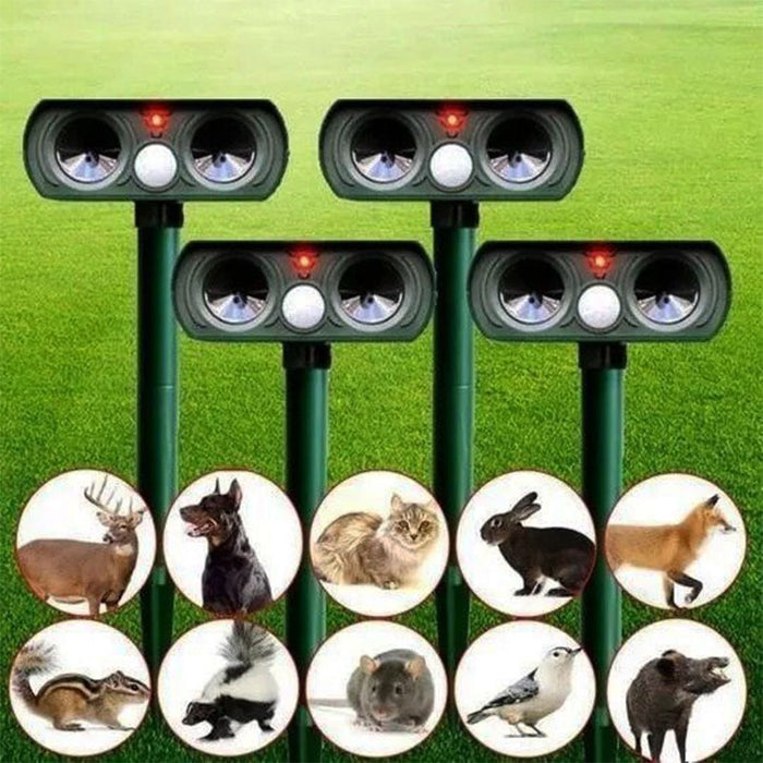 Ultrasone Dierenverjager op Zonne-energie met Infrarood Bewegingssensor Waterdicht voor Tuin Erf 30m Bereik