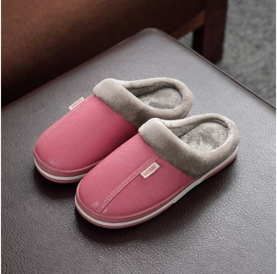 Warme Winterpantoffels Unisex Waterdicht PU Leer Antislip Memory Foam Binnenschoenen Heren Dames Comfort