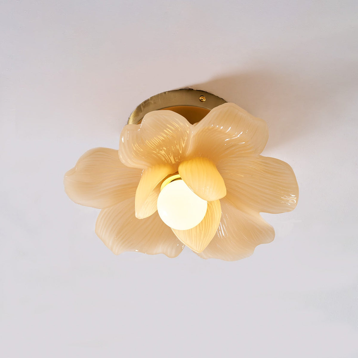 Plafondlamp met Bloesemontwerp in Hars en Messing - Elegante Verlichting voor Slaapkamer en Gang