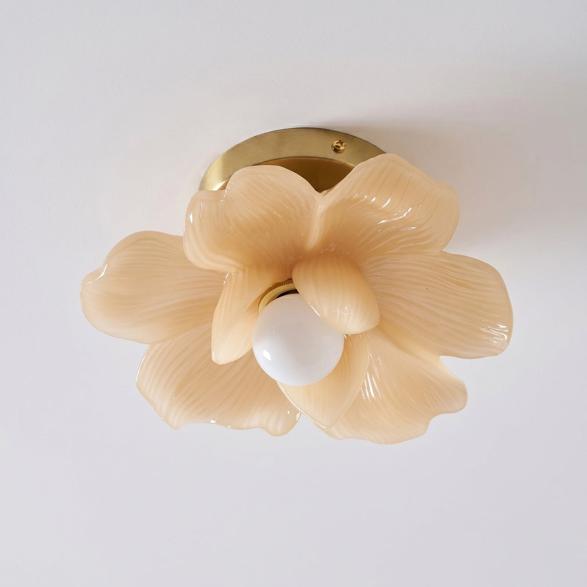 Plafondlamp met Bloesemontwerp in Hars en Messing - Elegante Verlichting voor Slaapkamer en Gang