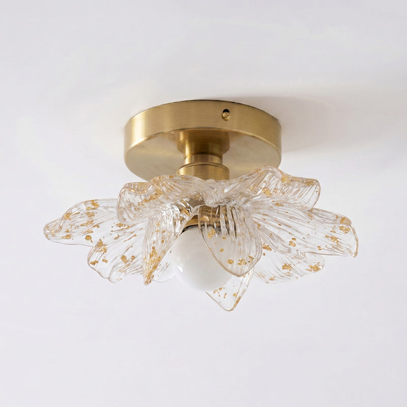 Plafondlamp met Bloesemontwerp in Hars en Messing - Elegante Verlichting voor Slaapkamer en Gang