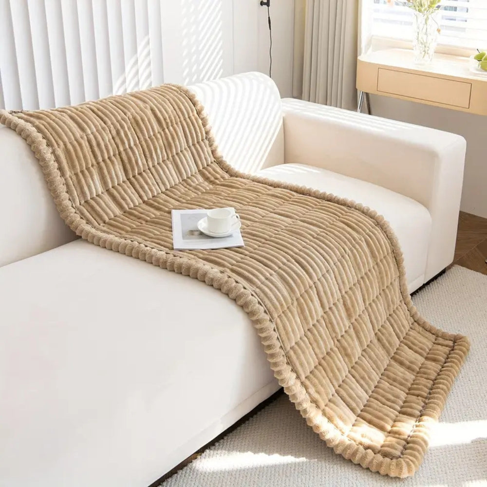 Luxe Bankhoes met Geplooide Rand - Zachte Flanel - Antislip - Machinewasbaar - Voor 2- en 3-zitsbankstellen