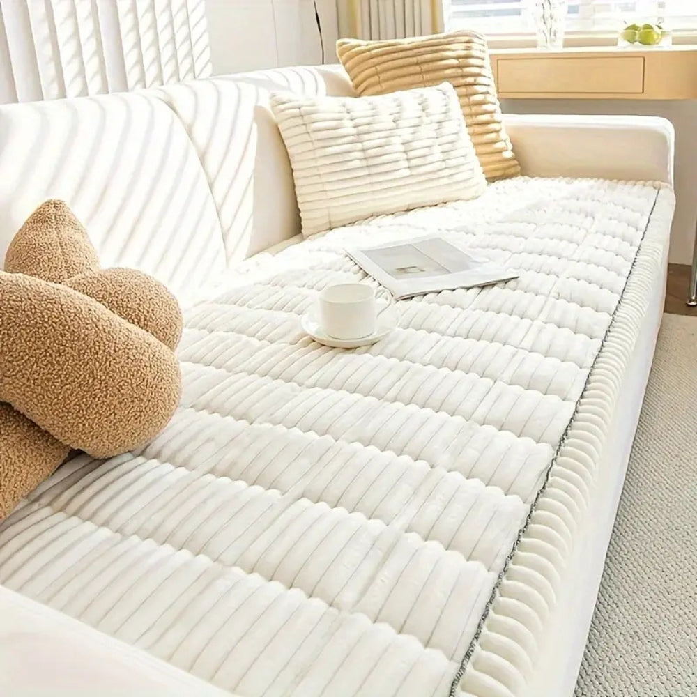 Luxe Bankhoes met Geplooide Rand - Zachte Flanel - Antislip - Machinewasbaar - Voor 2- en 3-zitsbankstellen