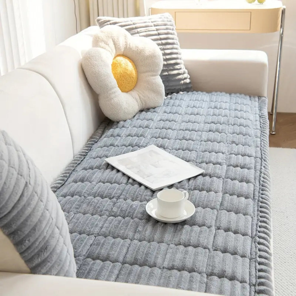 Luxe Bankhoes met Geplooide Rand - Zachte Flanel - Antislip - Machinewasbaar - Voor 2- en 3-zitsbankstellen