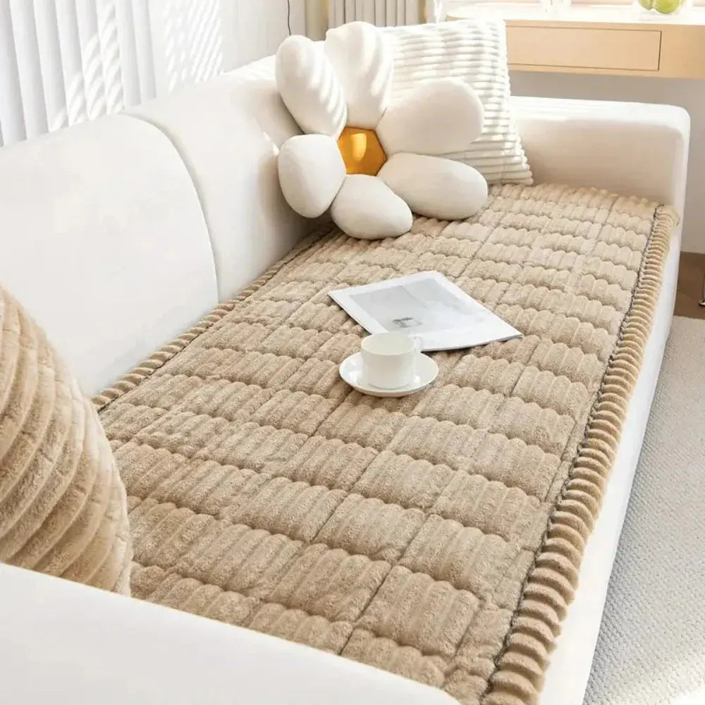 Elastische Jacquard Bankhoes met Ruches - Stretchfabric voor 3-Zits Bank en Fauteuil