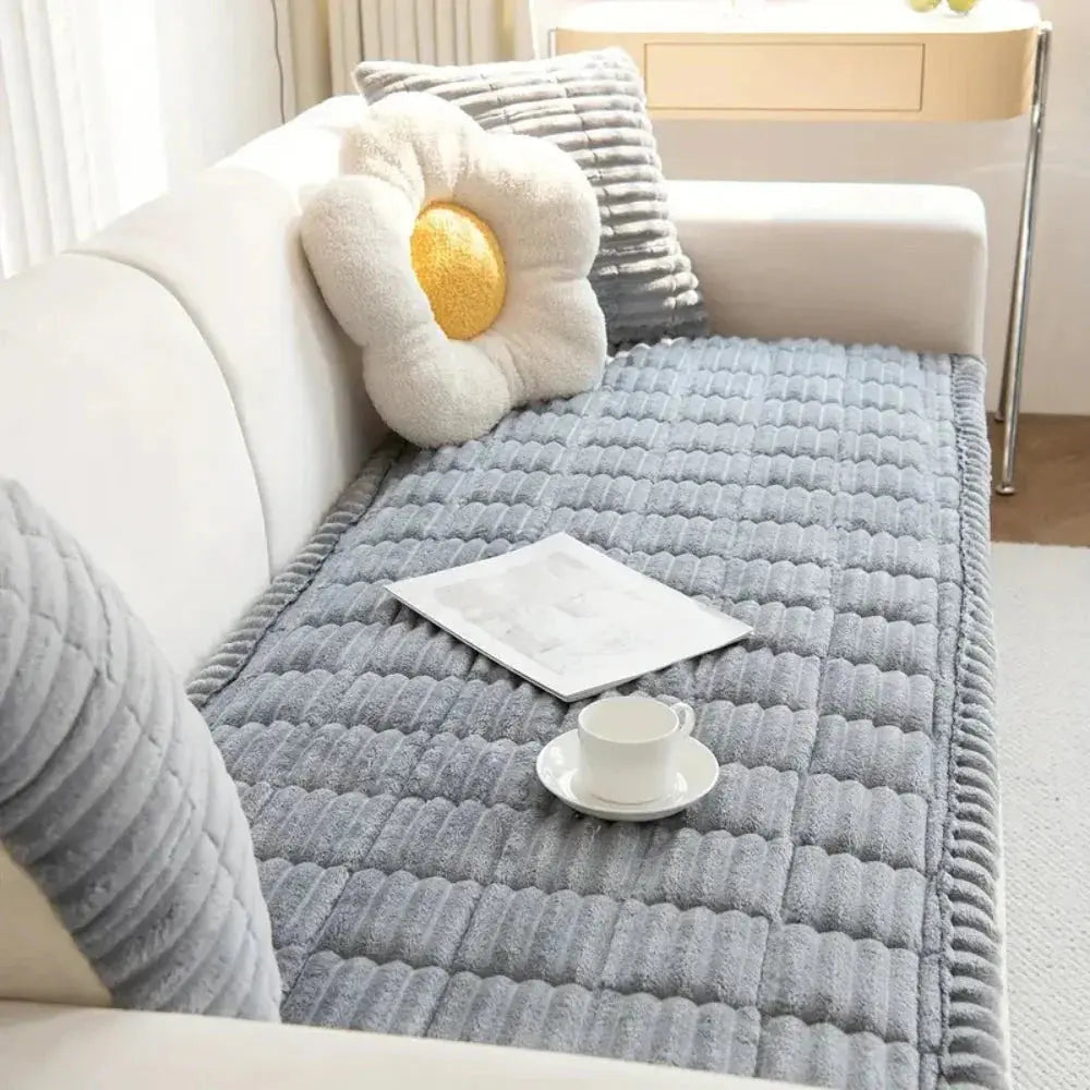 Elastische Jacquard Bankhoes met Ruches - Stretchfabric voor 3-Zits Bank en Fauteuil