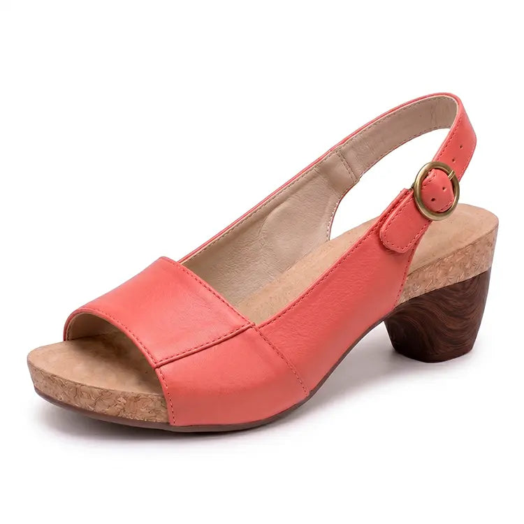 Dames Sandalen met Ronde Neus - Comfortabele Zomersandalen in Leer - Rubberen Zool