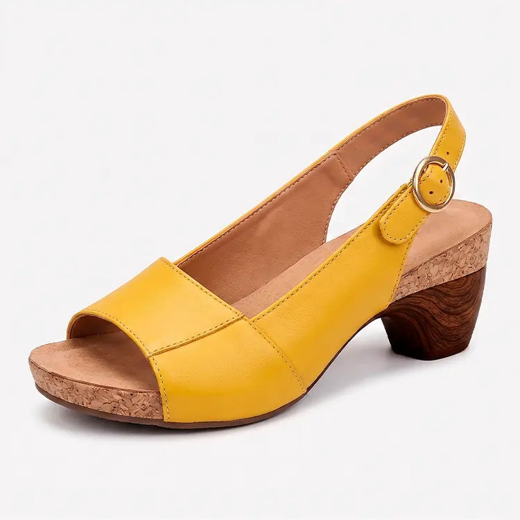 Dames Sandalen met Ronde Neus - Comfortabele Zomersandalen in Leer - Rubberen Zool
