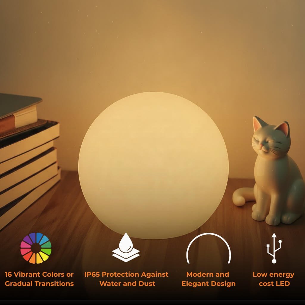 Draadloze LED Bollamp met Afstandsbediening 16 Kleuren Oplaadbaar USB Sfeerlamp Tafellamp Nachtlamp Sfeer