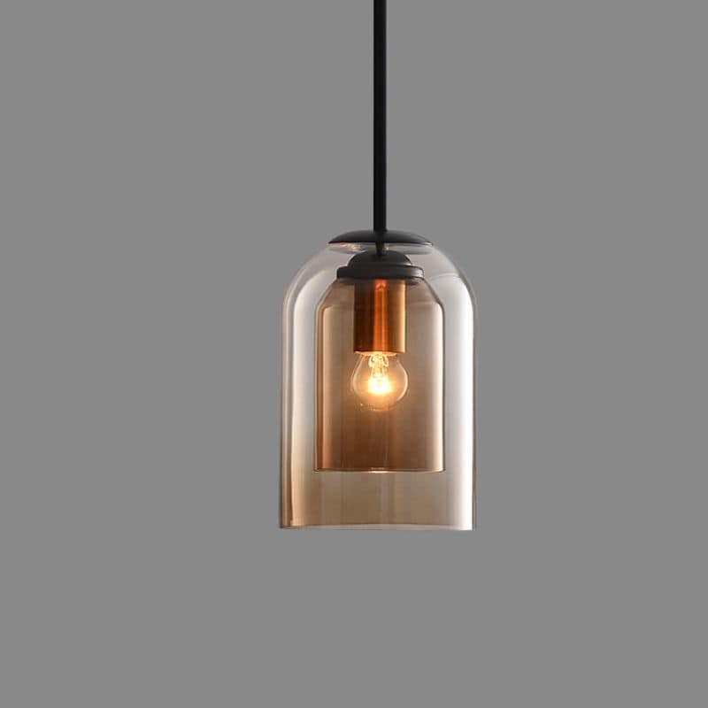 Moderne Hanglamp Dubbel Glas Smoked Grey Rust Eetkamer Vintage Verlichting Scandinavisch Design Mid-Century Stijl