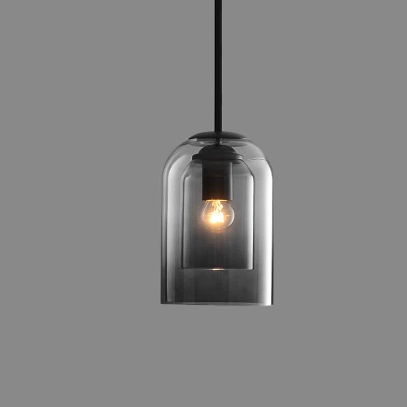 Moderne Hanglamp Dubbel Glas Smoked Grey Rust Eetkamer Vintage Verlichting Scandinavisch Design Mid-Century Stijl