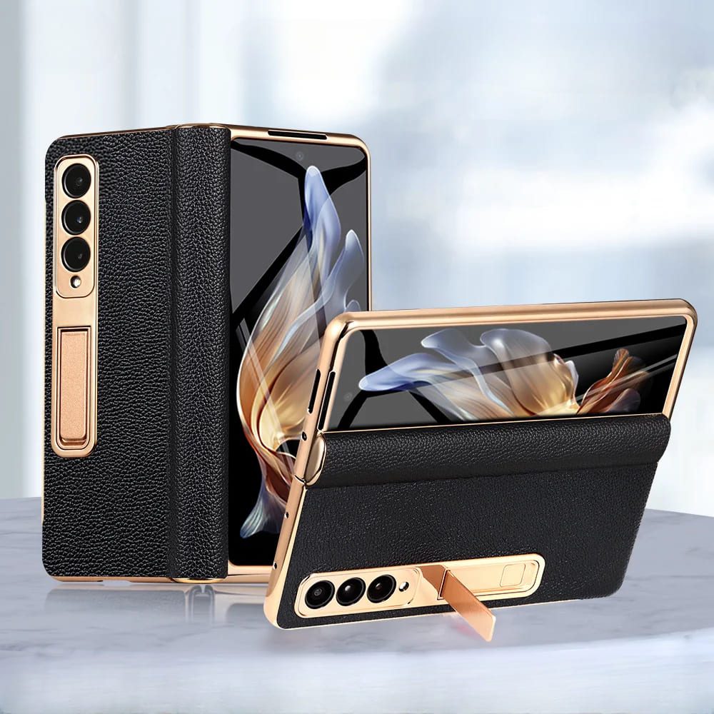 Leren Telefoonhoes met Standaard voor Opvouwbare Telefoons - Beschermend Stijlvol Foldable Cover Accessoire