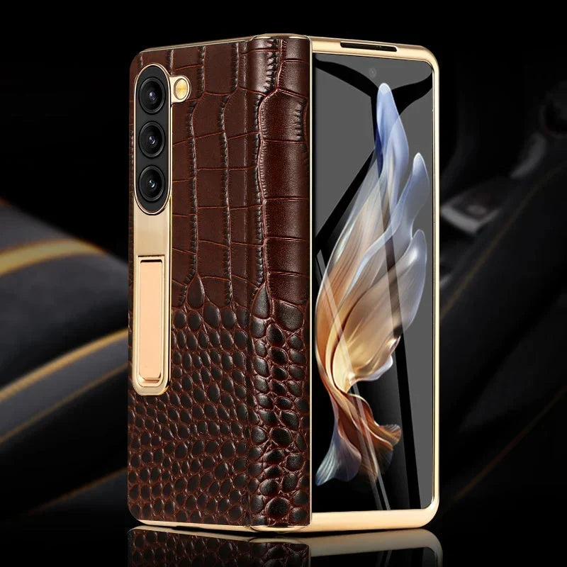 Leren Telefoonhoes met Standaard voor Opvouwbare Telefoons - Beschermend Stijlvol Foldable Cover Accessoire