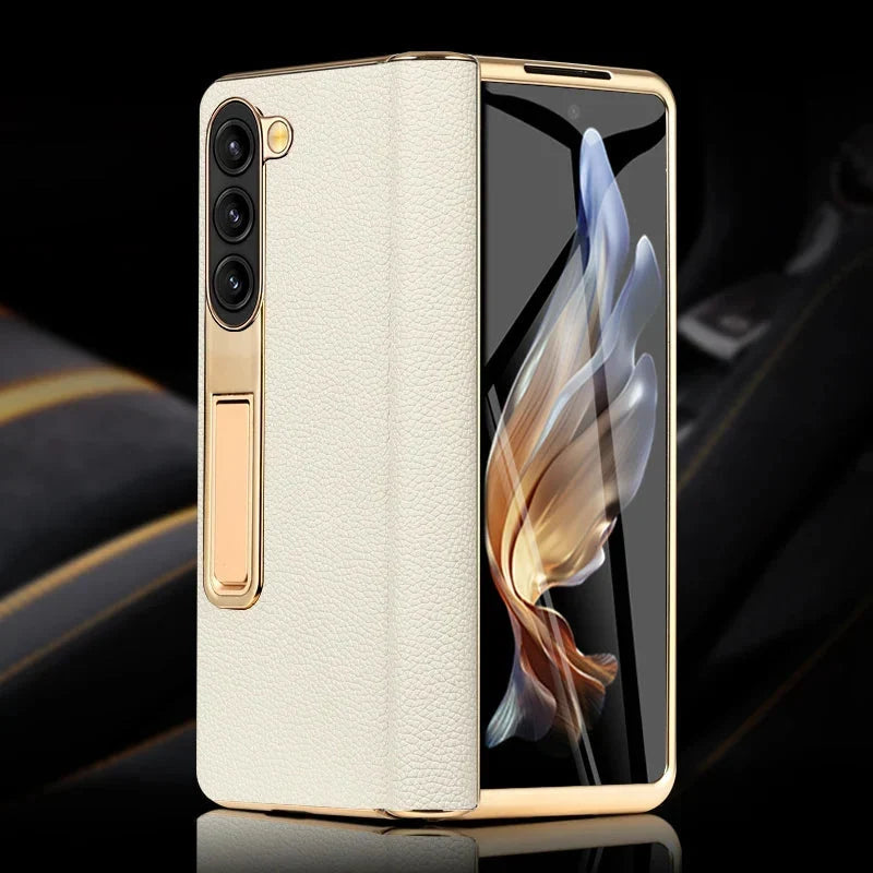 Leren Telefoonhoes met Standaard voor Opvouwbare Telefoons - Beschermend Stijlvol Foldable Cover Accessoire
