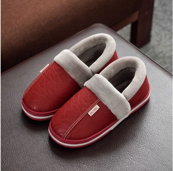 Warme Winterpantoffels Unisex Waterdicht PU Leer Antislip Memory Foam Binnenschoenen Heren Dames Comfort
