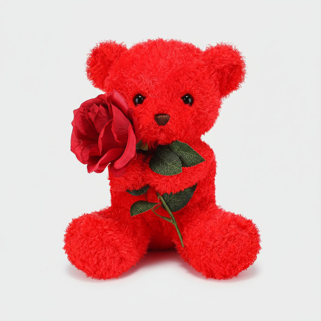 Knuffel Teddybeer met Roos Pluche Romantisch Cadeau Zachte Beer Liefdesgeschenk Valentijn Verjaardag
