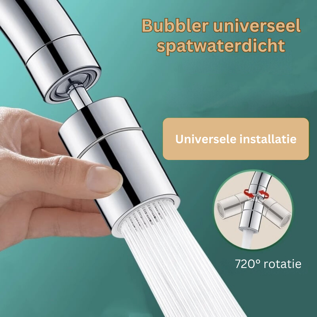Kraan Spuitmond met 720° Draaibare Kop - Spatvrij Sproeikop met Anti-Spetter Technologie en Dubbele Waterstraal voor Keuken en Badkamer