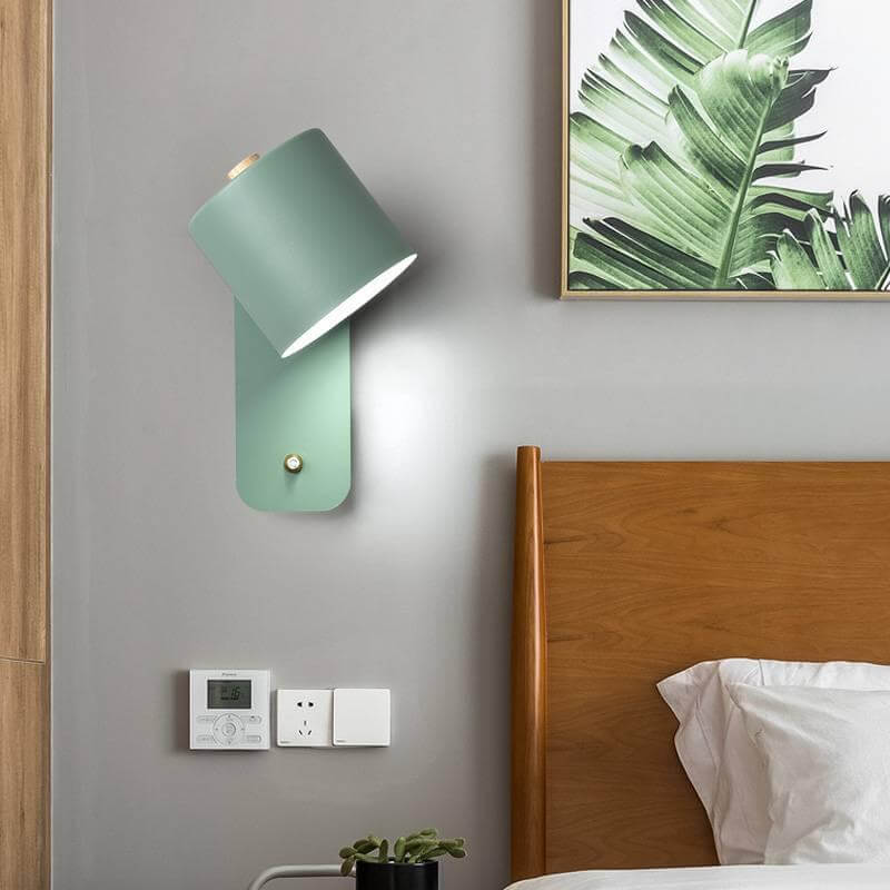 Draaibare Wandlamp Cilinder Vorm Aluminium Zwart Wit Groen Slaapkamer Leeshoek Gericht Licht Spots Verstelbaar