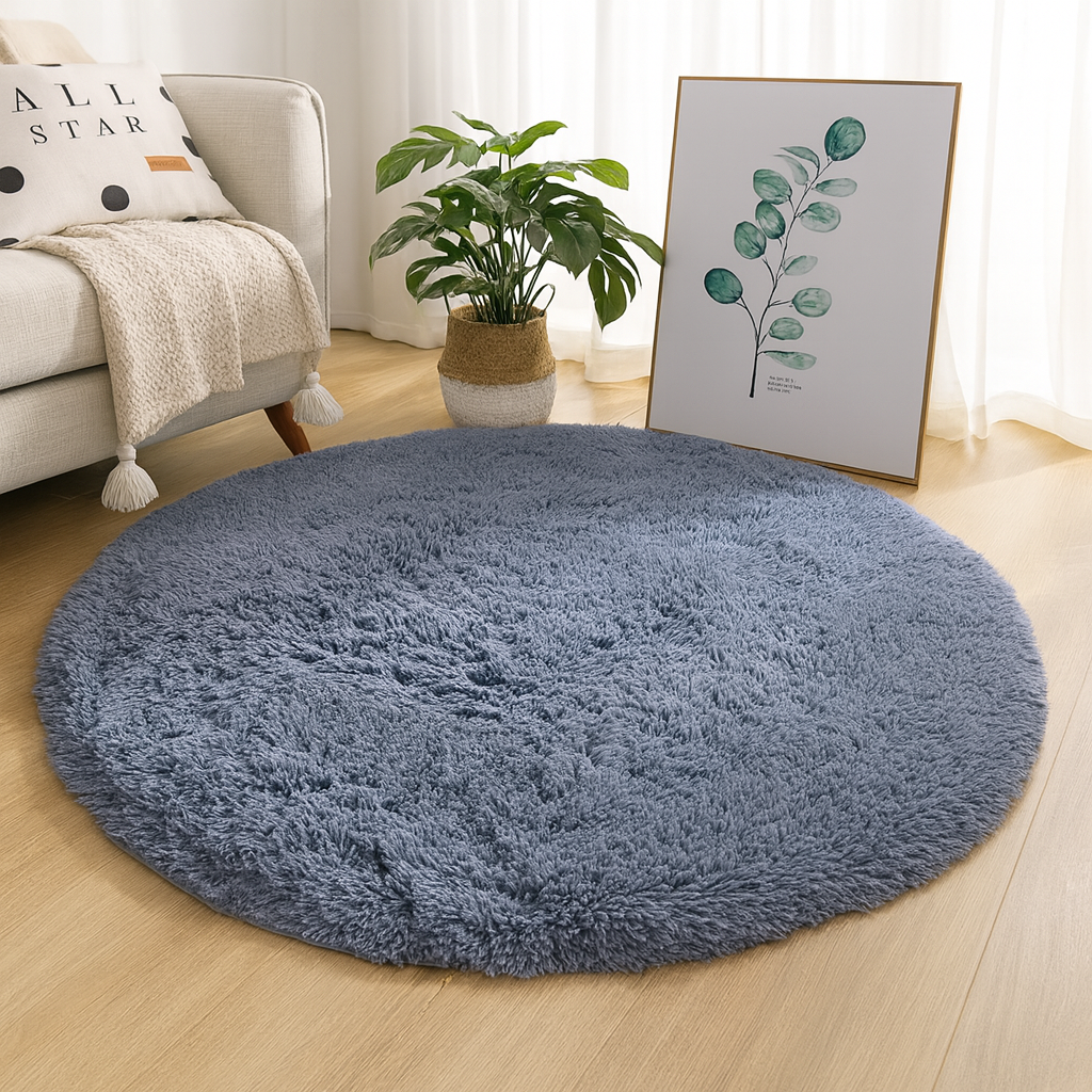 Rond Vloerkleed Zijde Wol Blend Neutrale Tinten Handgeweven Luxe Tapijt voor Woonkamer Slaapkamer Decoratief