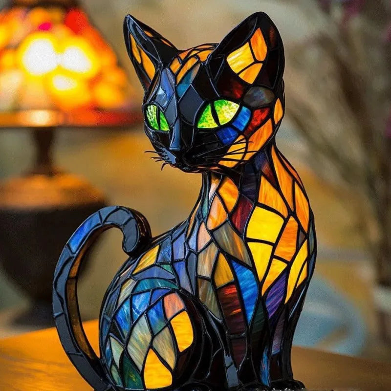 LED Decoratielamp Kat met Zonne-energie - Tuinlicht met Smaragdgroene Ogen voor Buiten of Binnen Tuindecoratie