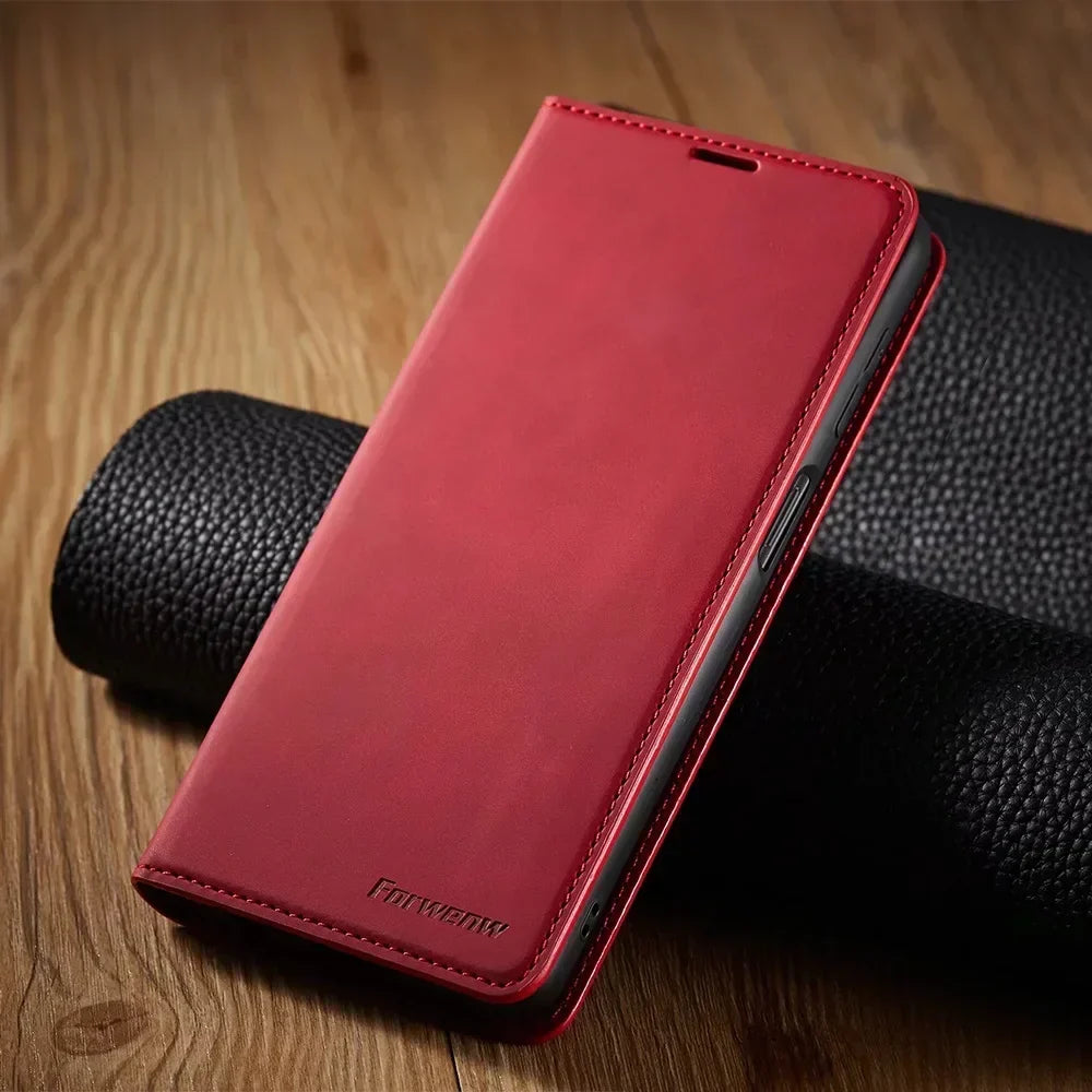Samsung Hoesje met Standaard - Magnetische Leren Klaphoes met Schermbescherming voor Onderweg