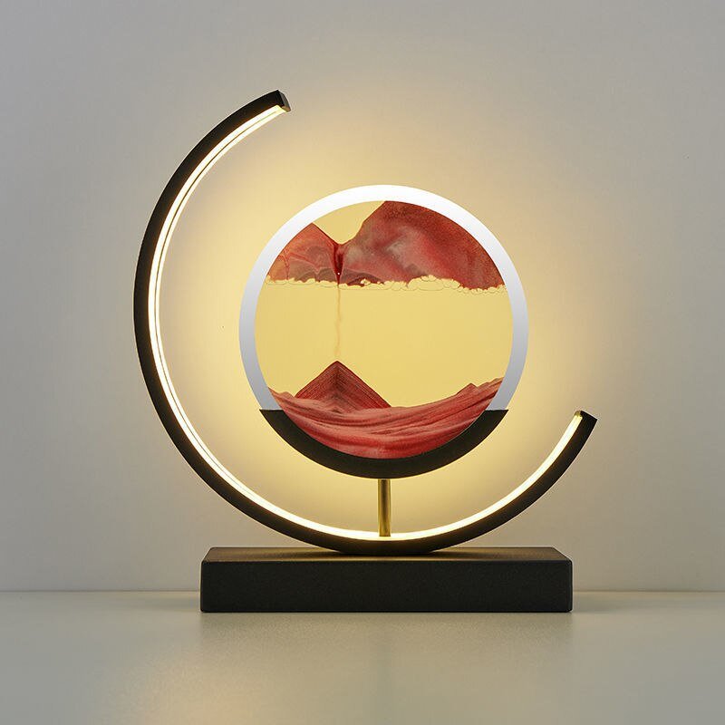LED tafellamp acryl draaibaar zandlandschap zwart woonkamer slaapkamer sfeerlamp nachtlamp decoratieve lamp