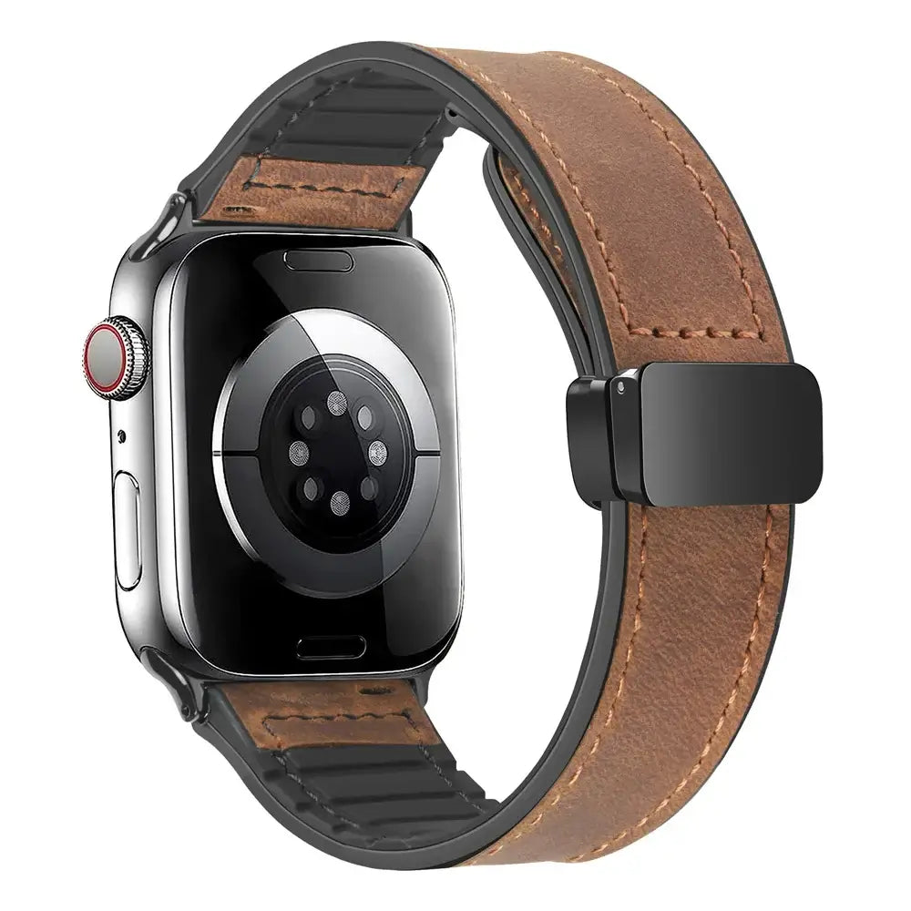 Magnetische Leren Smartwatch Band Echt Leder Verstelbare Polsband Waterbestendig Sportief Elegant Stijlvol