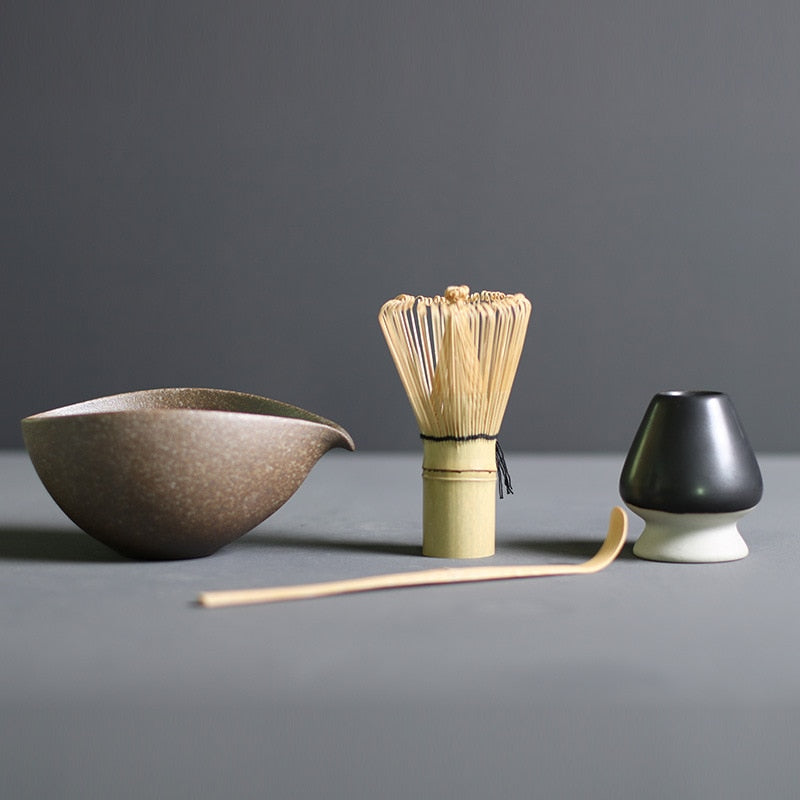 Japanse Matcha Theeset 4-delig Bamboe Keramiek Traditionele Ceremonie Klopper Kom Lepel Theeservies Thee