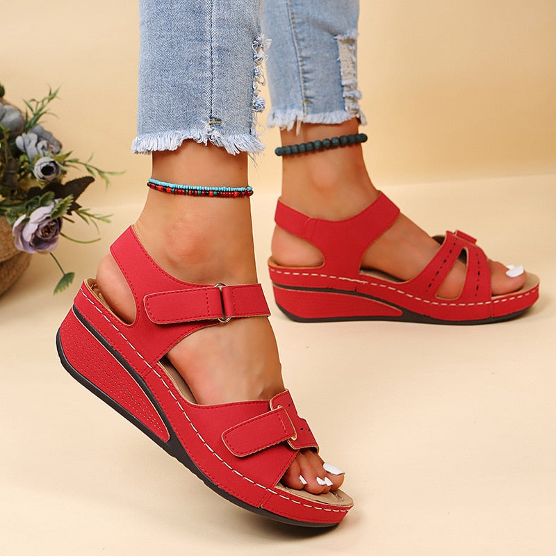 Dames Orthopedische Sandalen Klittenband Zacht Zomerschoeisel Antislip Ademend Verstelbaar Vrijetijdsschoenen