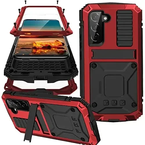 Telefoonhoesje Aluminium met Geïntegreerde Schermbescherming Standaard Beschermhoes Shockproof voor Smartphone