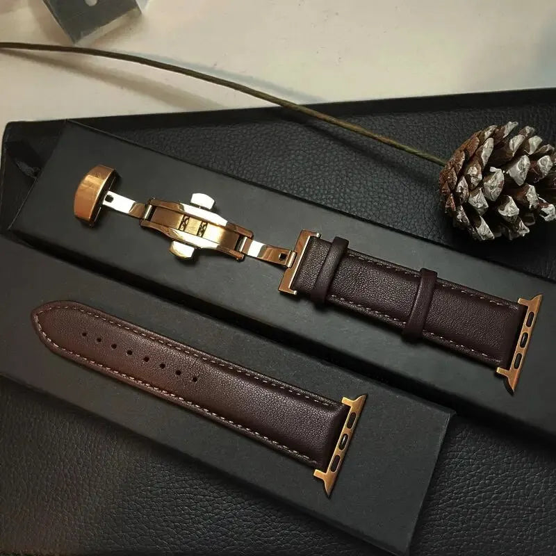 Lederen Horlogeband Smartwatch - Verstelbare Polsband Echt Leer Klassiek Design Premium Stijlvol Accessoire