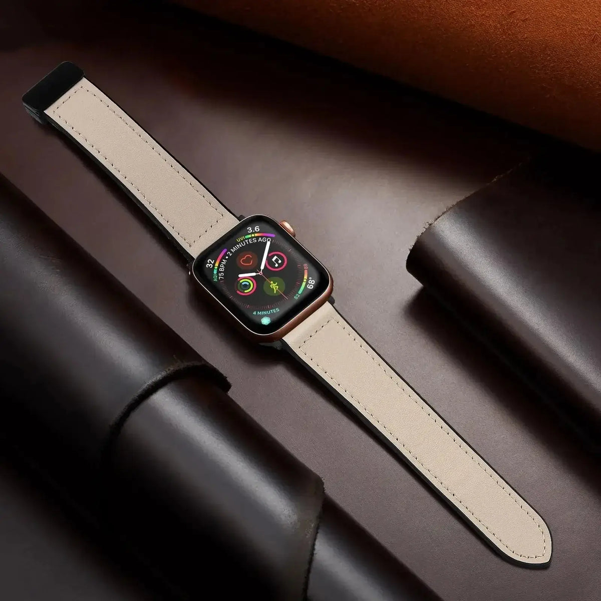 Magnetische Leren Smartwatch Band Echt Leder Verstelbare Polsband Waterbestendig Sportief Elegant Stijlvol