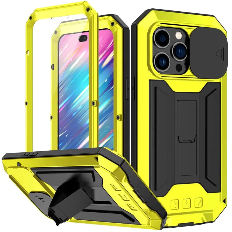 Telefoonhoesje met Geïntegreerde Schermbeschermer voor iPhone 14 13 Mini Pro Max Robuust Militair Zwart Rood