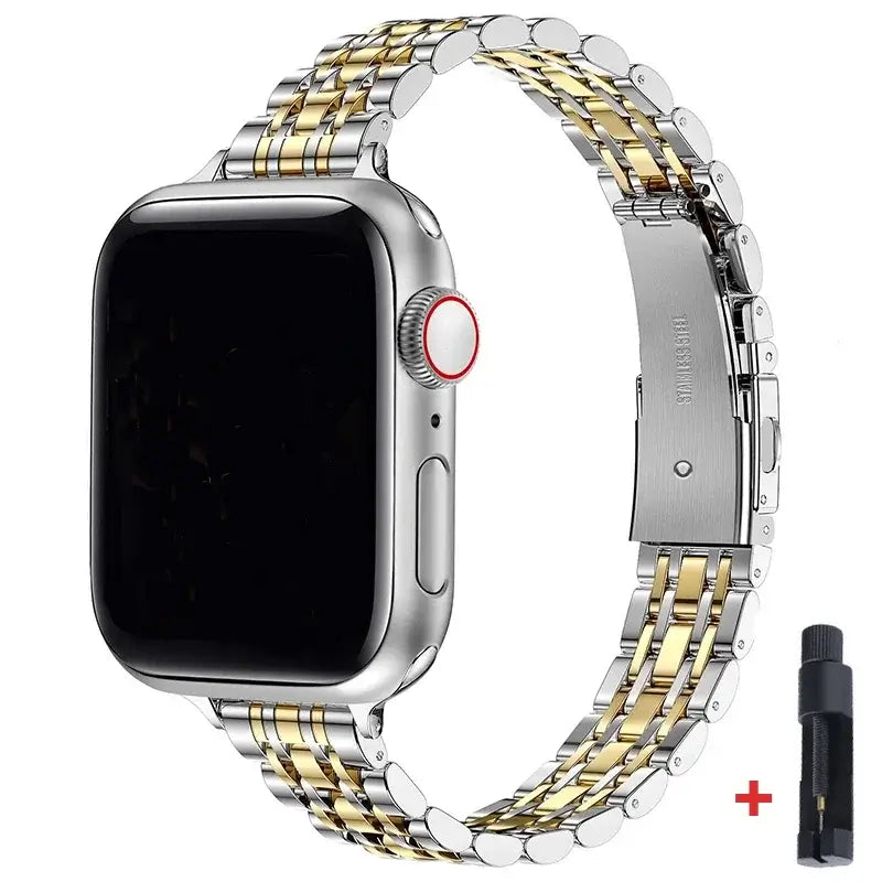 Roestvrijstalen Smartwatch Armband 38-49mm Metalen Polsband Elegante Schakelband Verstelbaar Horloge