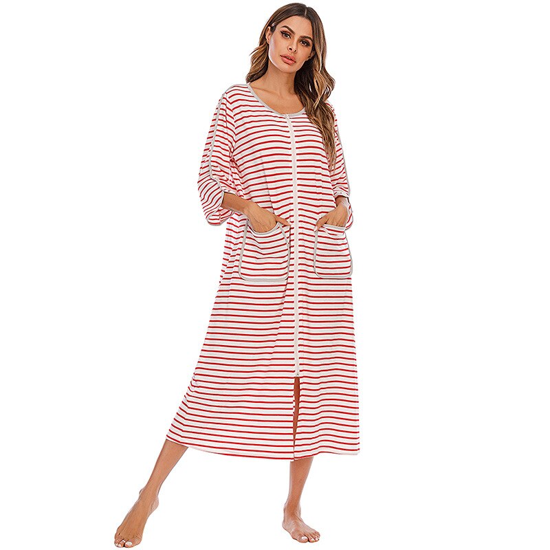 Badjas met Capuchon en Rits Fleece Ochtendjas met Zakken Dames Lange Mouwen Homewear Zwangerschap Comfortabel