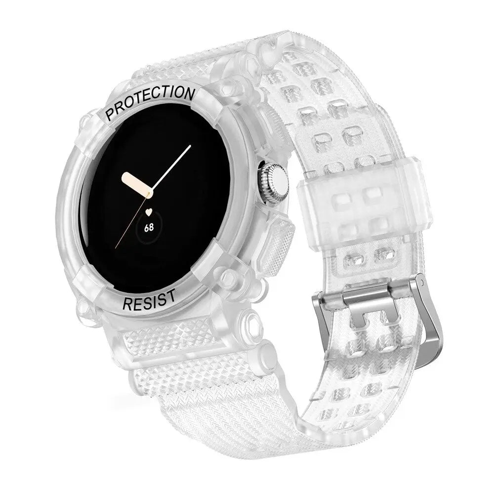 Smartwatch Bandje met Beschermhoes Pixel Watch Siliconen Sport Polsband Bumper Case Horloge Accessoire