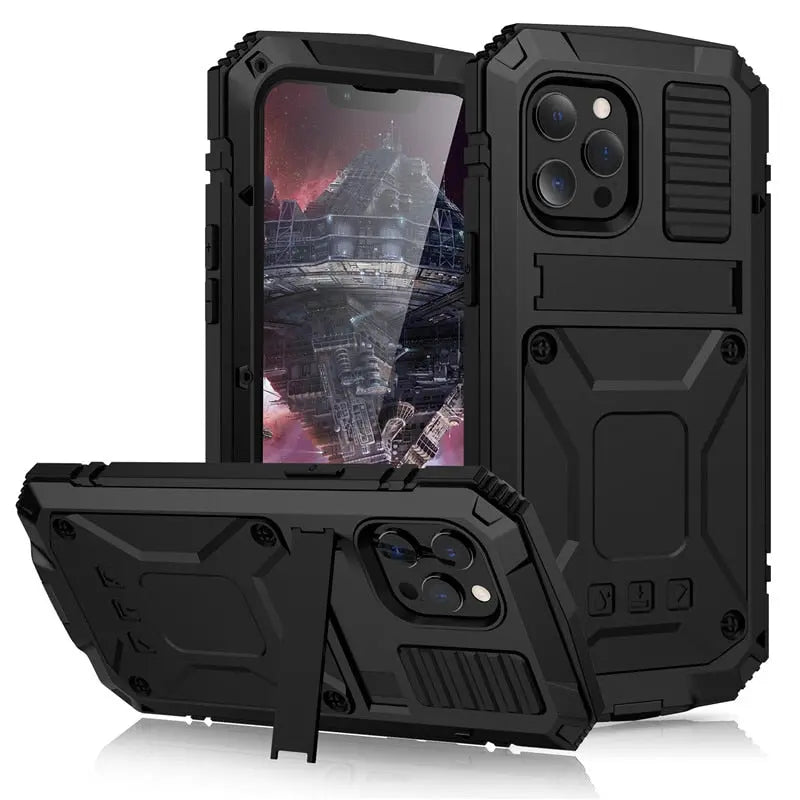 Metalen iPhone Hoesje 11 12 13 14 Series Schokbestendig Heavy Duty Robuust Beschermhoes Stevige Bumper