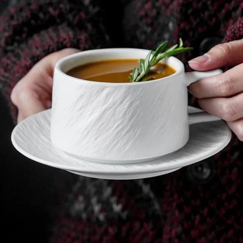 Keramische Koffiemok met Schotel - Scandinavisch Servies voor Koffie en Thee