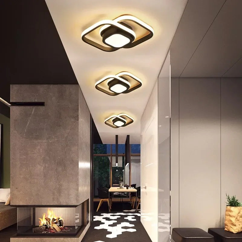LED Plafondlamp Twee Ringen Design Warm Wit 18W Aluminium Acryl Modern Hal Gang Kantoor Balkon Verlichting