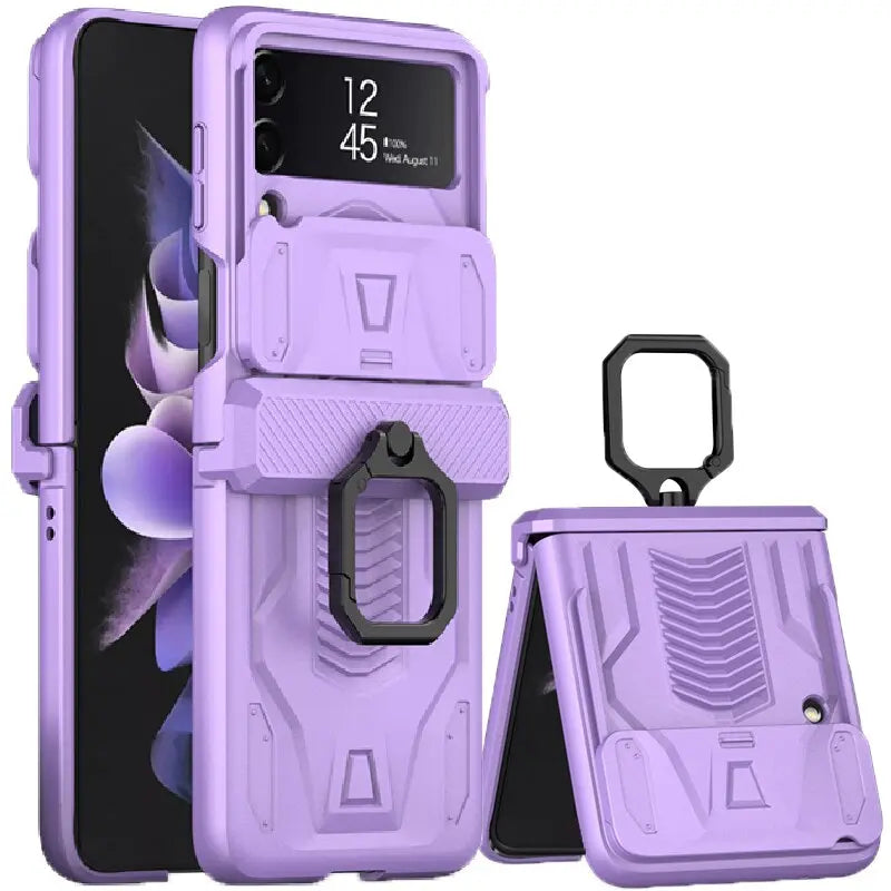 Magnetische Vouwtelefoonhoes met Ringhouder voor Z Flip 3 & 4 Klapcamera Schokbestendig Beschermhoesje