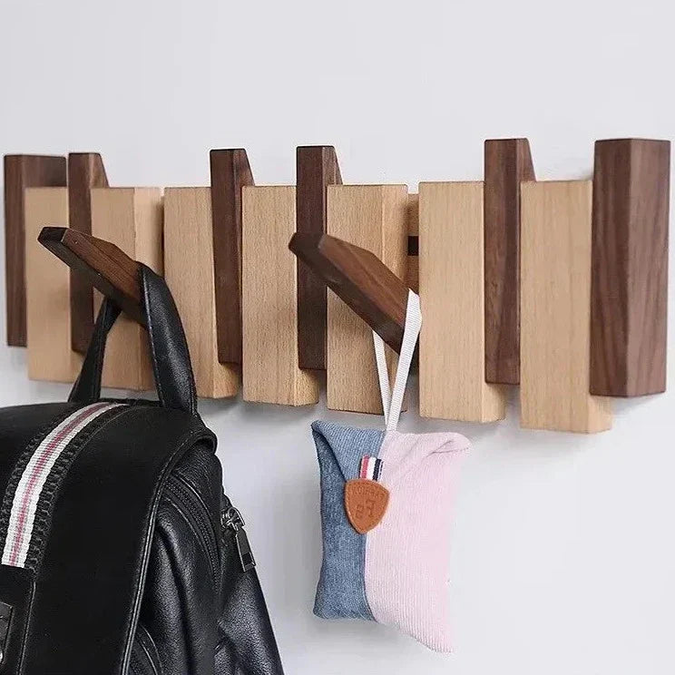Magnetische Wandkapstok met Inklapbare Haken | 4-10 Haken | Hout