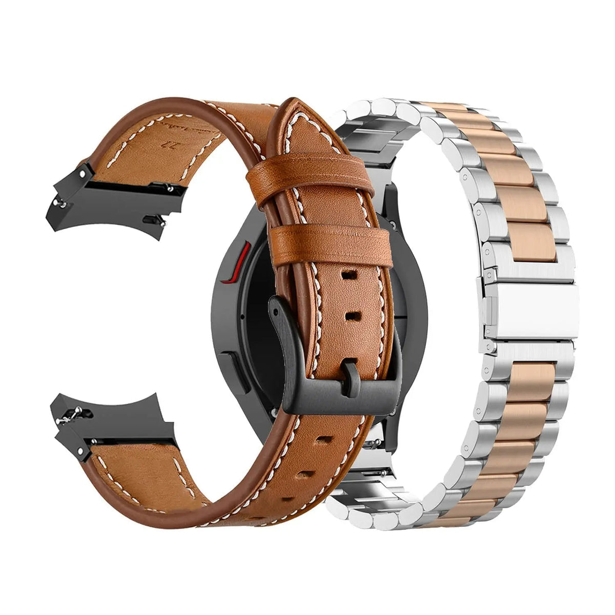 Premium Horlogeband Roestvrij Staal Leder Galaxy Watch 5 40mm 44mm 45mm Pro Verstelbaar Verwisselbaar Polsband