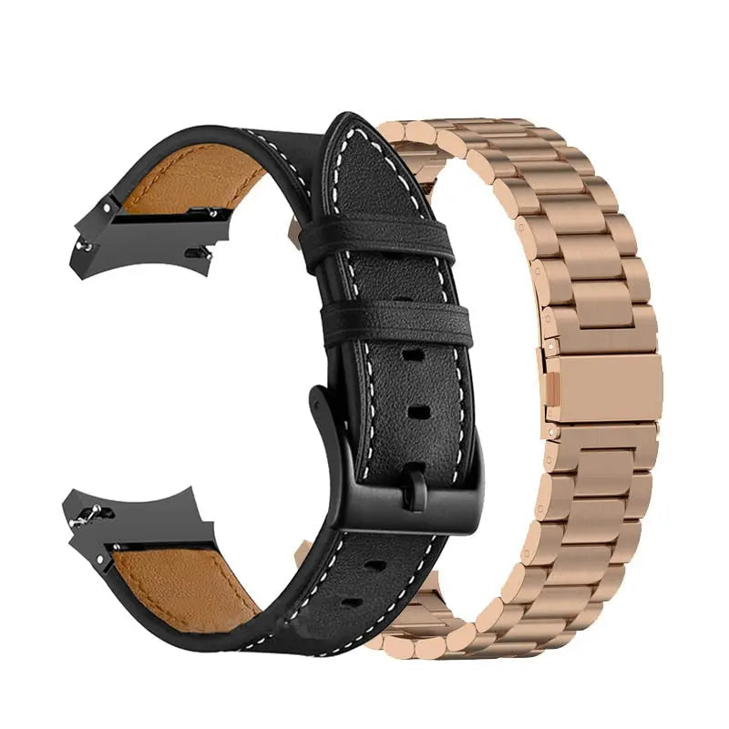 Premium Horlogeband Roestvrij Staal Leder Galaxy Watch 5 40mm 44mm 45mm Pro Verstelbaar Verwisselbaar Polsband