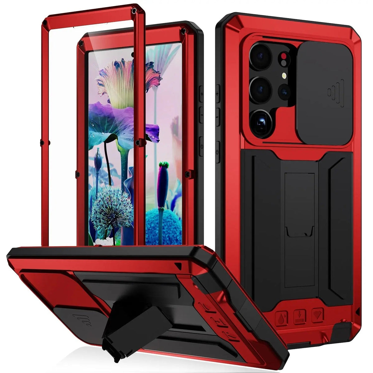 360° Telefoonhoesje Aluminium TPU Schokbestendig met Standaard Kickstand Draadloos Opladen Bescherming