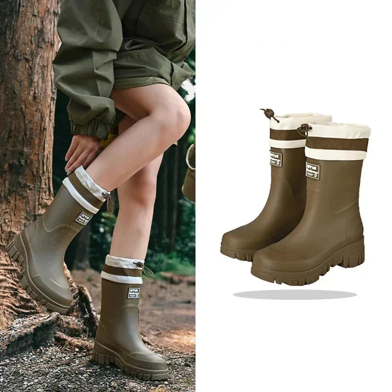 Waterdichte Regenlaarzen Dames Retro Antislip Herfstlaarzen Tuinlaarzen Wandellaarzen Outdoor Comfort