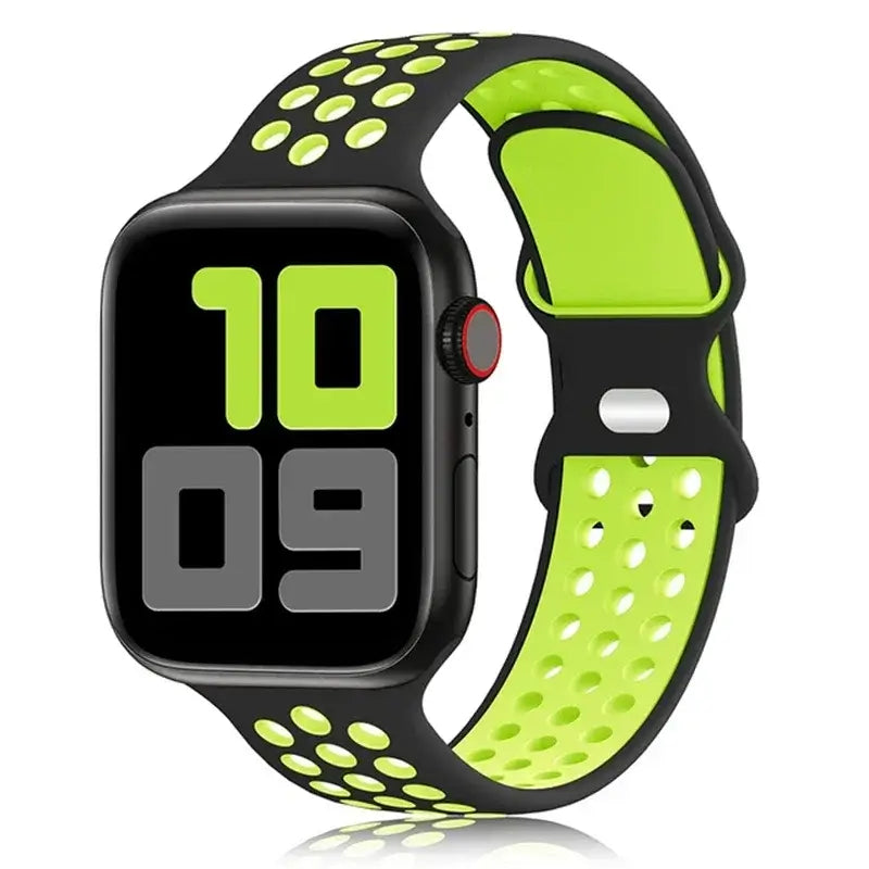 Siliconen Smartwatch Bandje - Ademend Sportbandje met Dubbele Kleuren voor 38mm tot 49mm Horloges Unisex